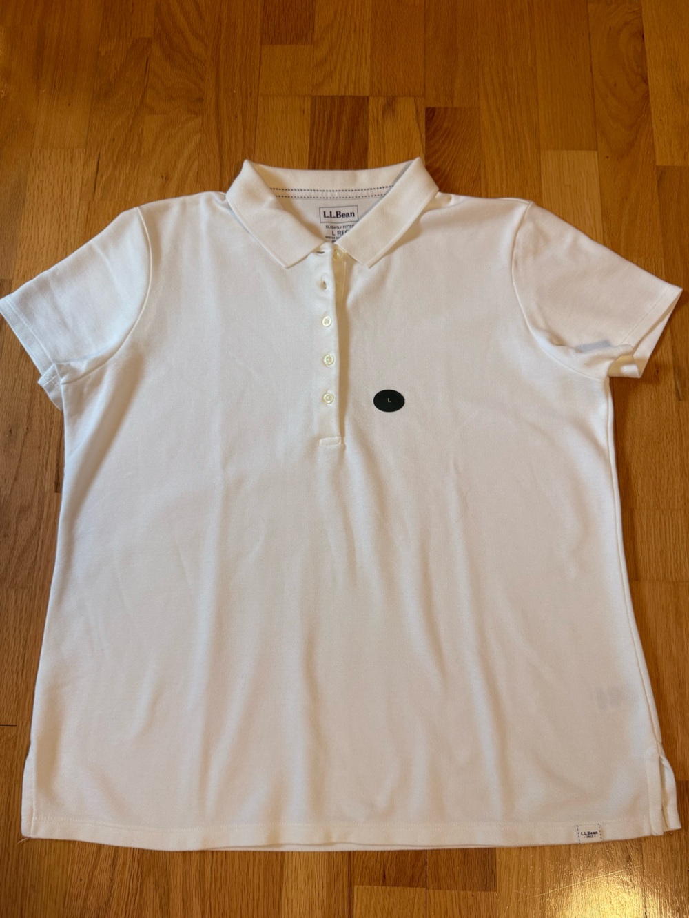 NWT L.L. Bean Cotton Short Sleeve Polo Shirt White Size Large - Picture 9 of 9